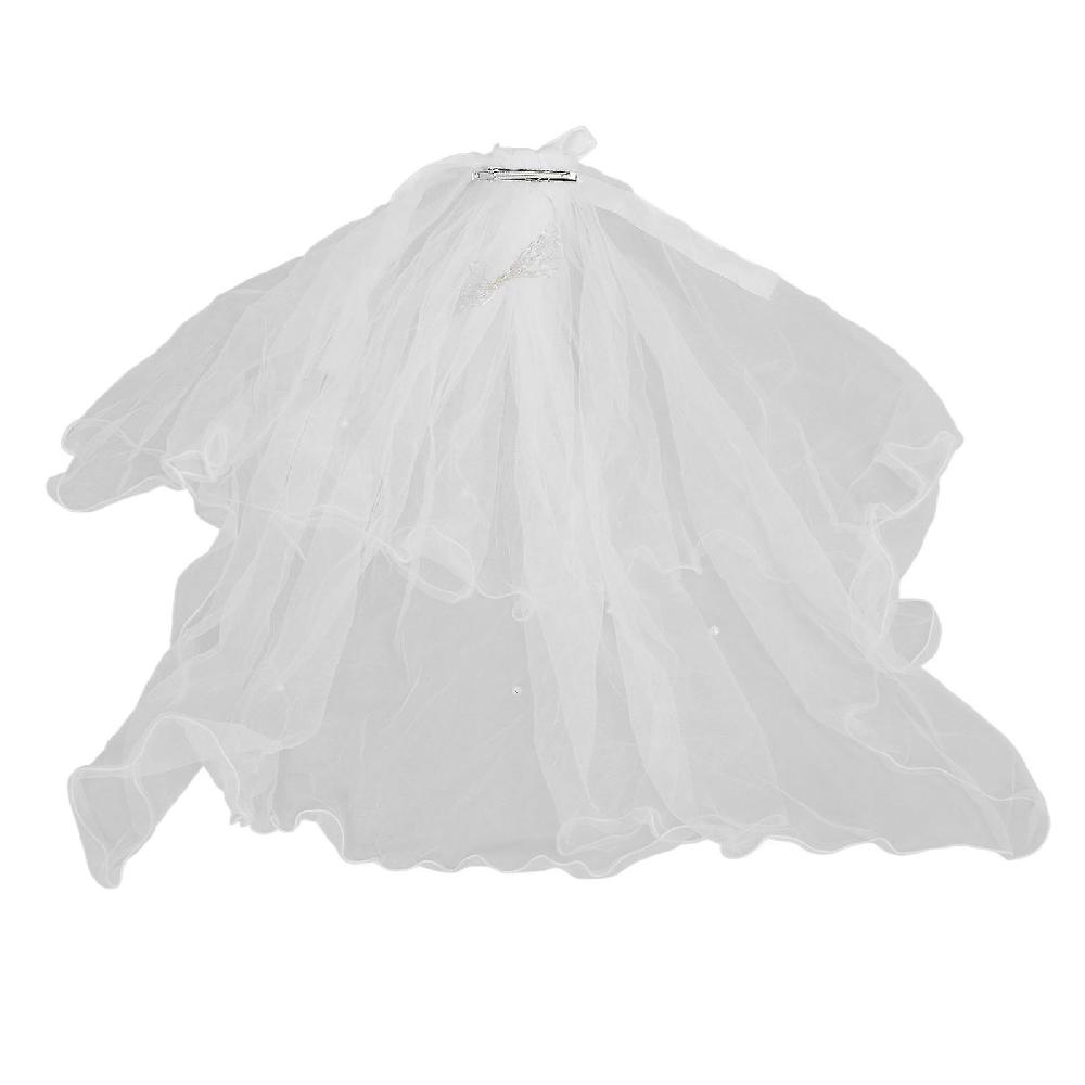 Wedding Party Glowing Veil 2 Tier Light Up Mesh Veil with Warm Lighting and Beads