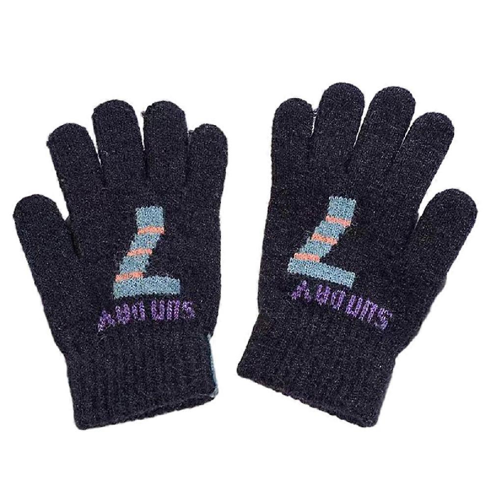 Winter cartoon five-finger gloves boys knit plush primary school girls cute warm children's gloves