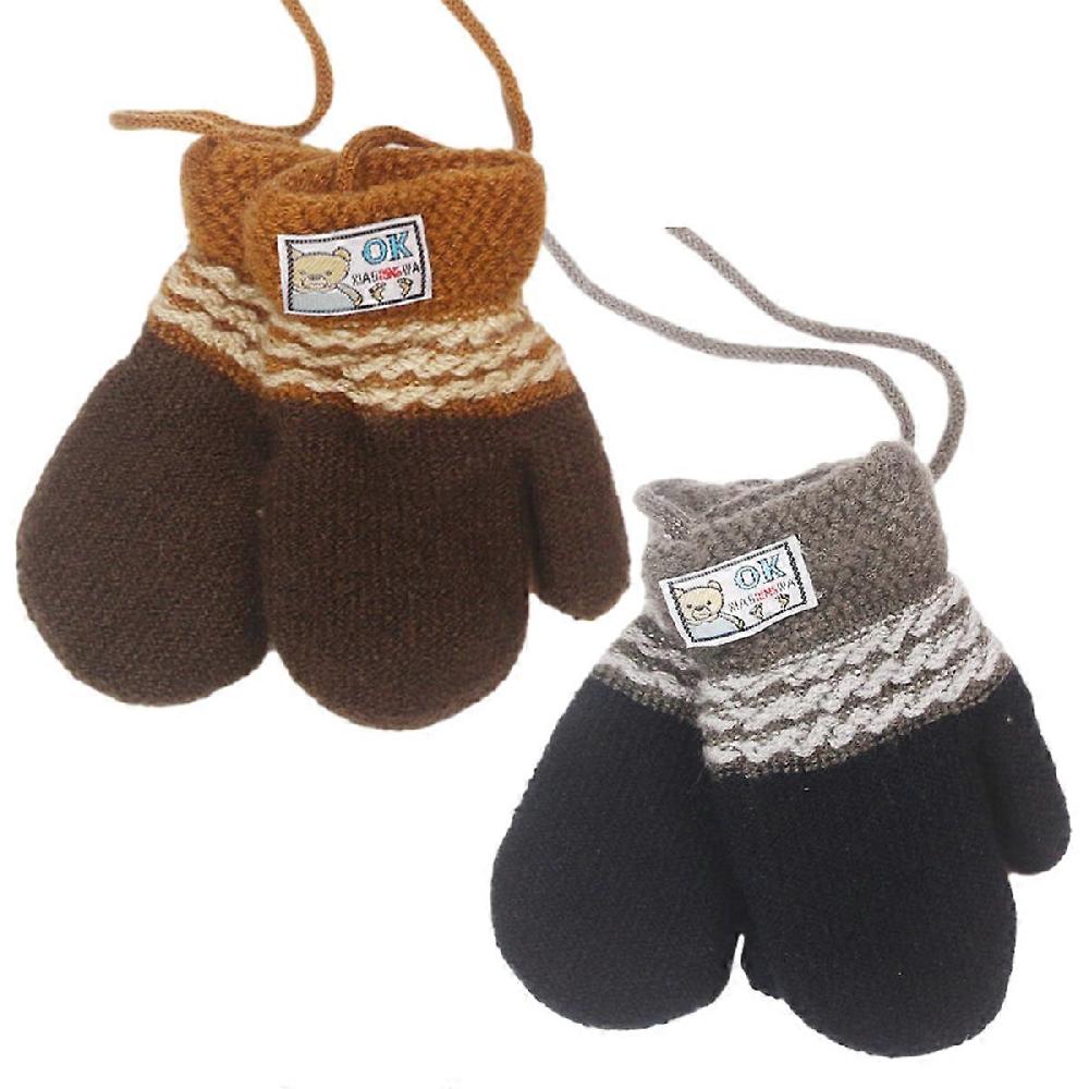 Winter Mittens Babies Toddlers Newborns Unisex Cute Warm Wool Lined Thick Hot Gloves Boys Girls