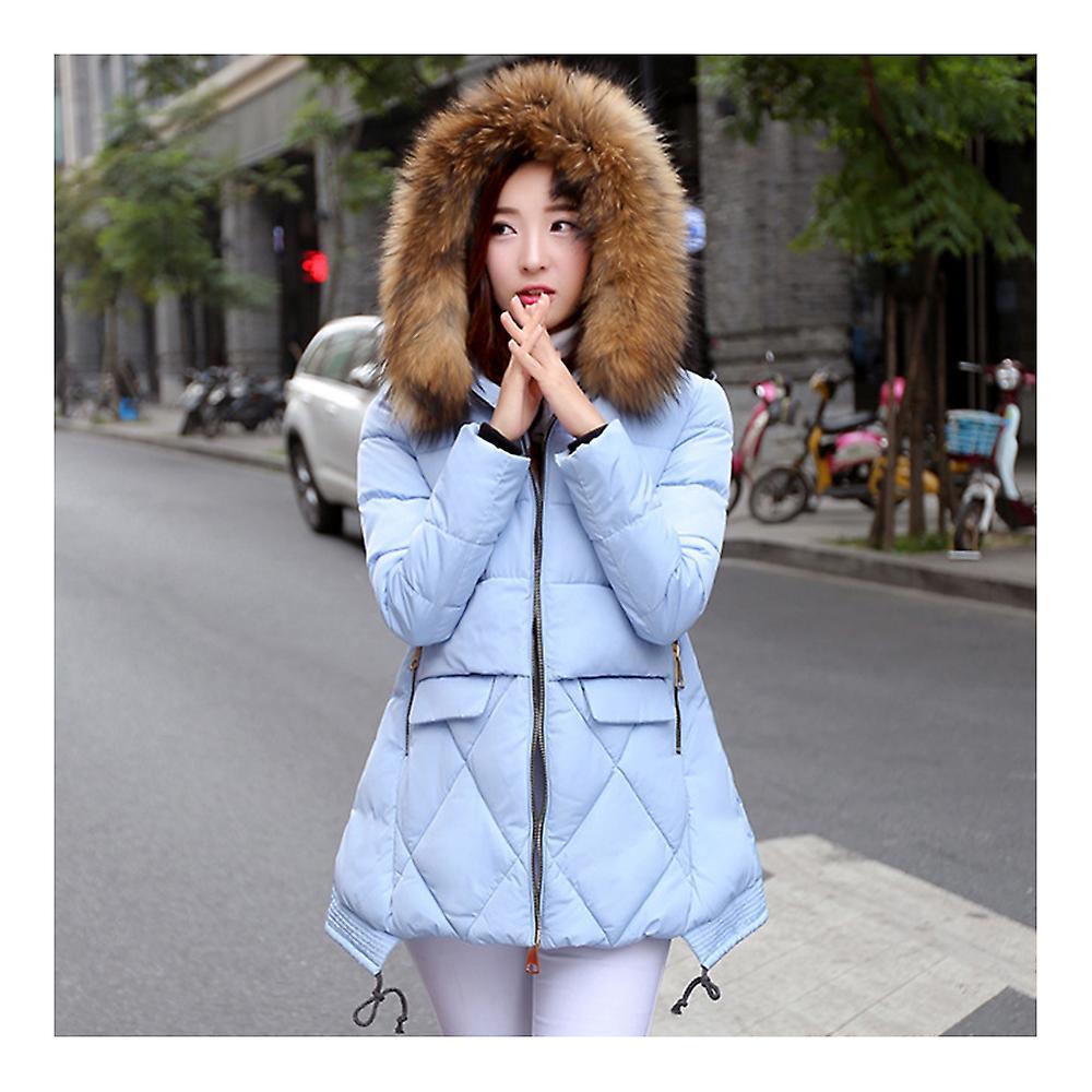 Winter Slim Cappotto Medio Lungo in Cotone Plus Size Collo in pelliccia con cappuccio spesso