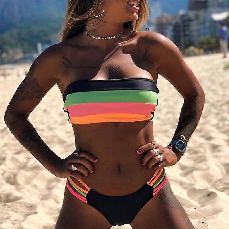 Women Bandeau Padded Push Up Bikini Set Boob Tube Brazilian Swimsuit Swimwear