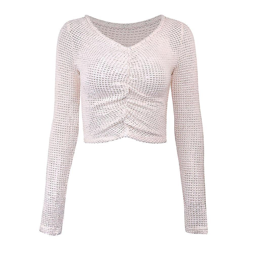 Women D Crop Tops Sleeve Ruched Fit S Going Out Cropped Wear