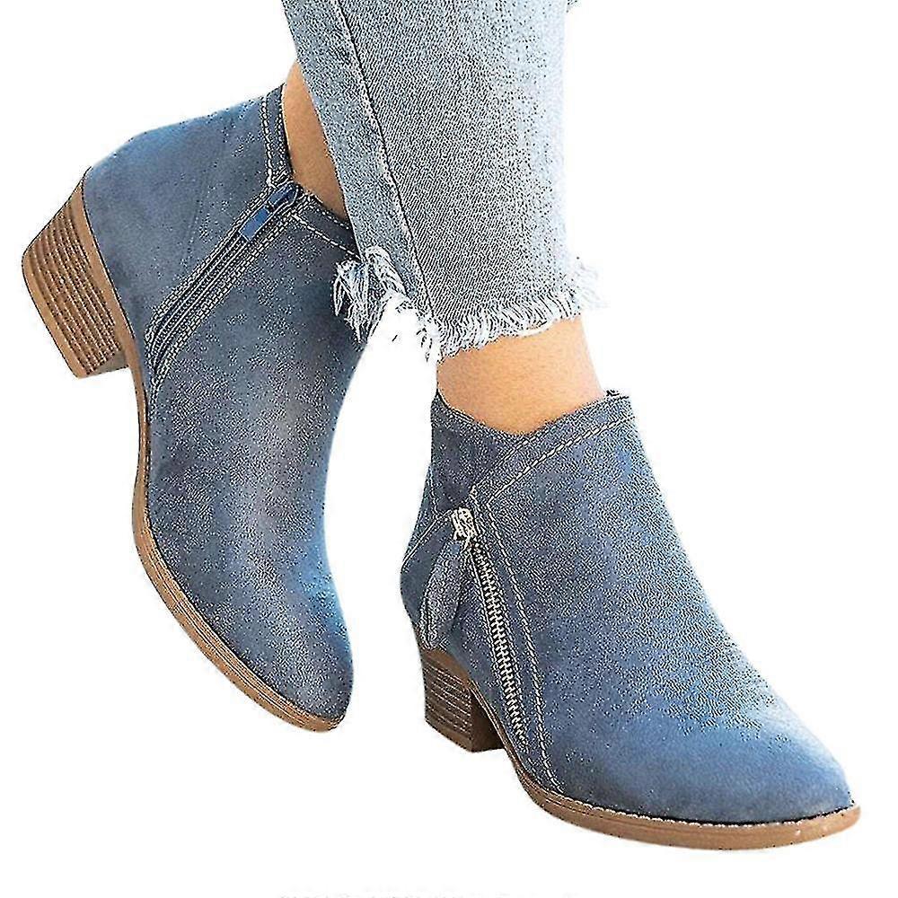 Women Double Zipper Flat Ankle Boots Warm Bootie Winter Leather Shoes