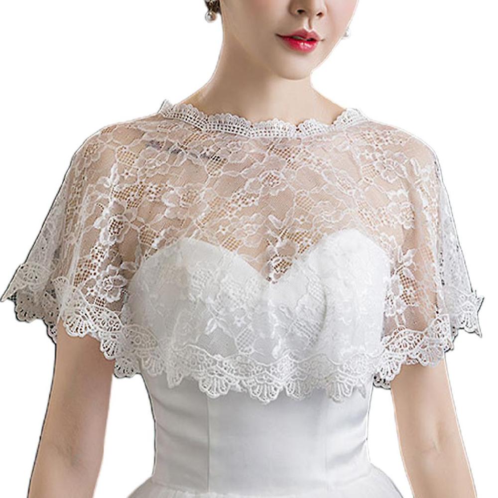 Women Embroidery Floral Lace Cape Wrap Wedding Bridal Perspective Pullover Shawl Shrug Shoulder Covers Prom Bolero