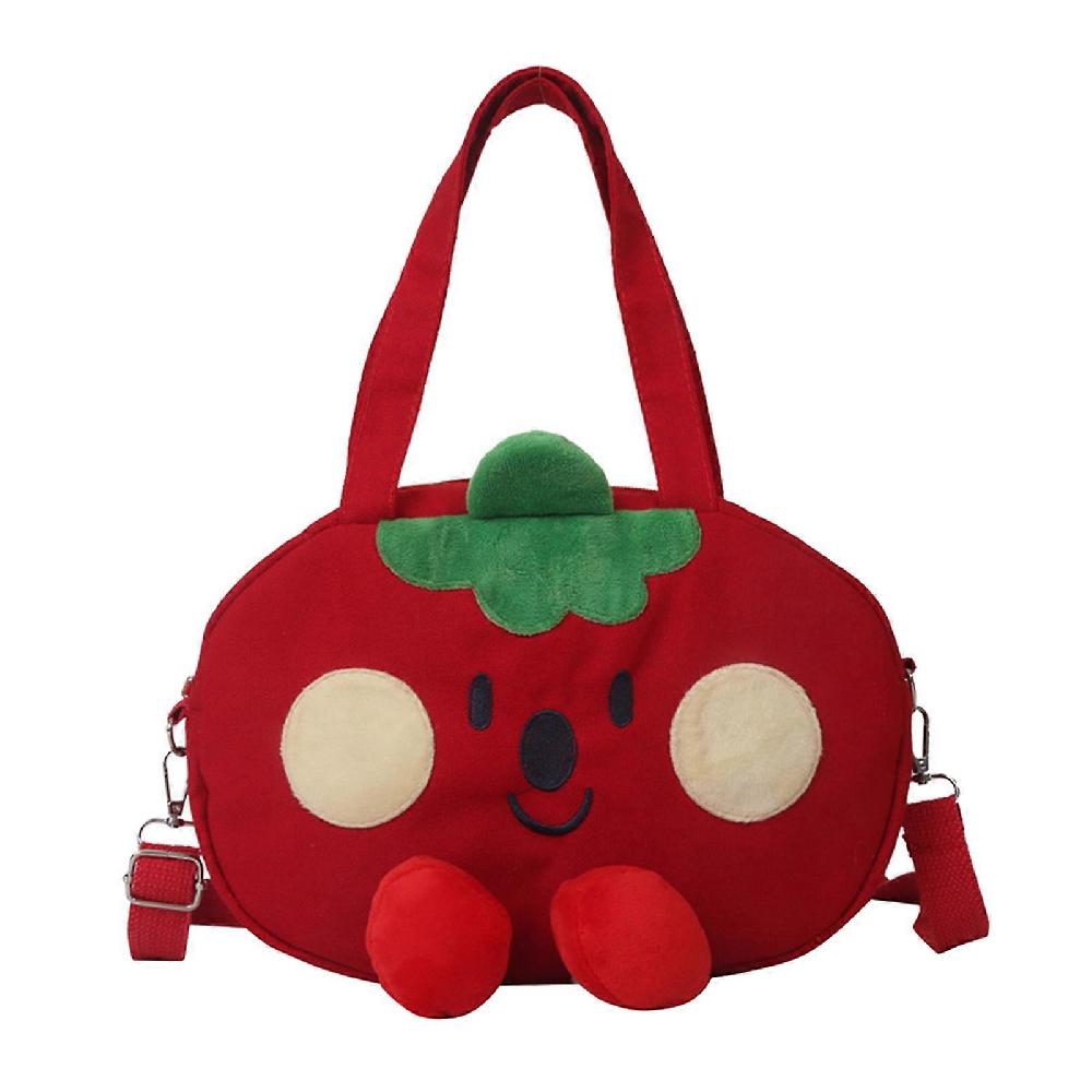 Women Handbag Cartoon Tomato Style Large Handle Vibrant Colors Single Shoulder Bag For Outing School Shopping Red Free Size