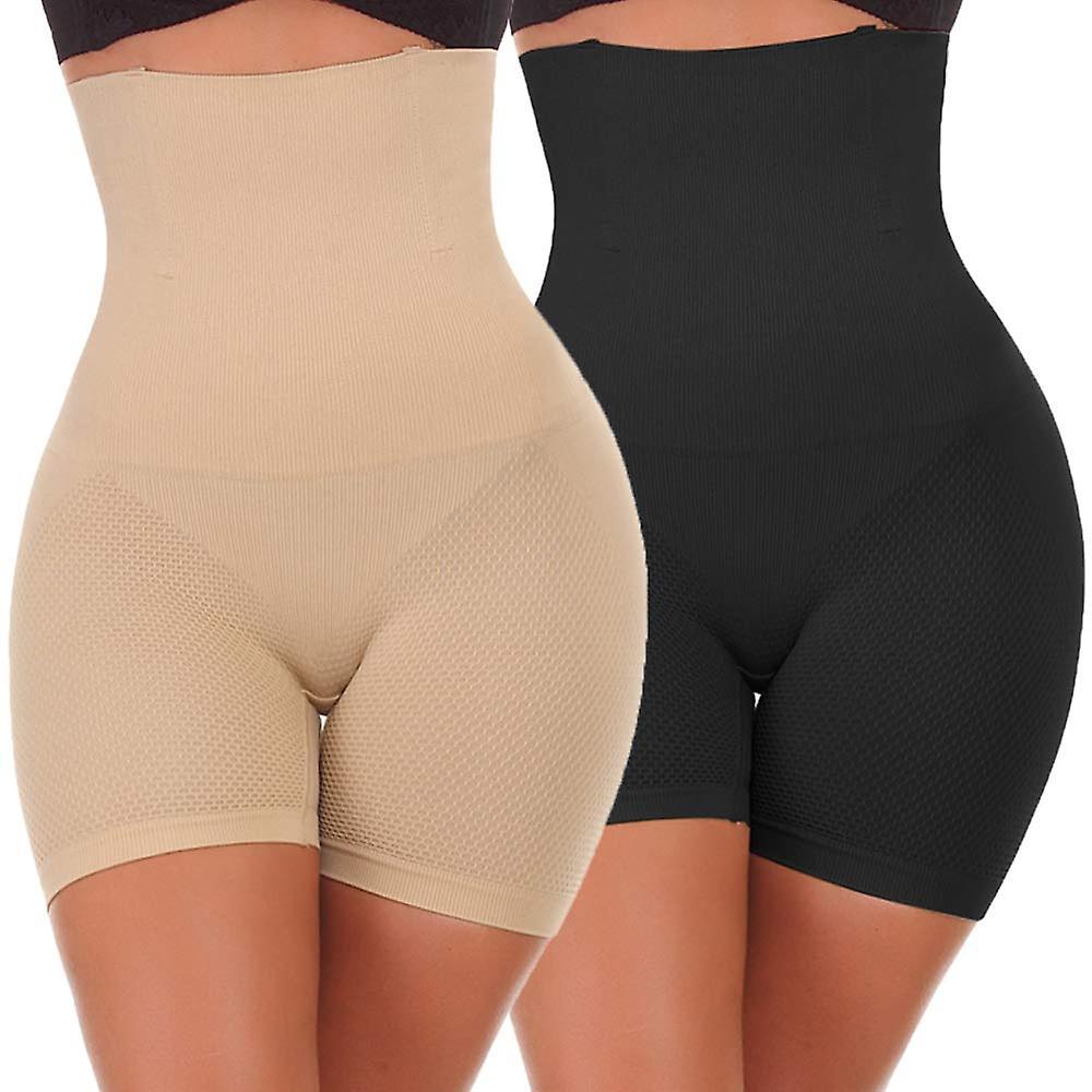 Women High-Waisted Tummy Control Bodyshaper Butt Lifter Boyshorts Control Knickers Slimming Briefs 2pcs XS/S