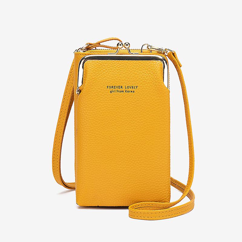 Women Phone Bag Crossbody Phone Pouch Mini Cell Phone Purse Shoulder Bag Wallet Yellow