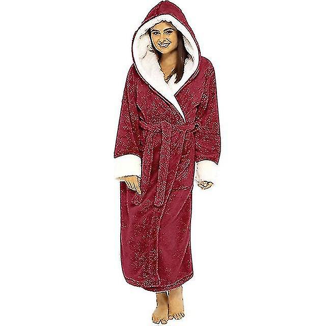 Women Pink Thermal Luxury Flannel Extra Long Bath Robe Winter Grid Fur Bathrobe Warm Kimono Dressing Gown Bridesmaid Robes
