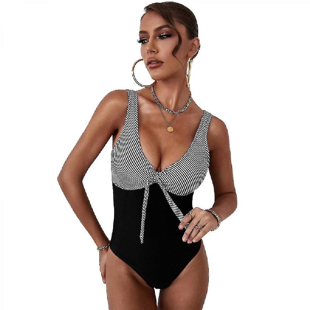 Women Plun Monokini V Neck Hollow Out Swimsuit S