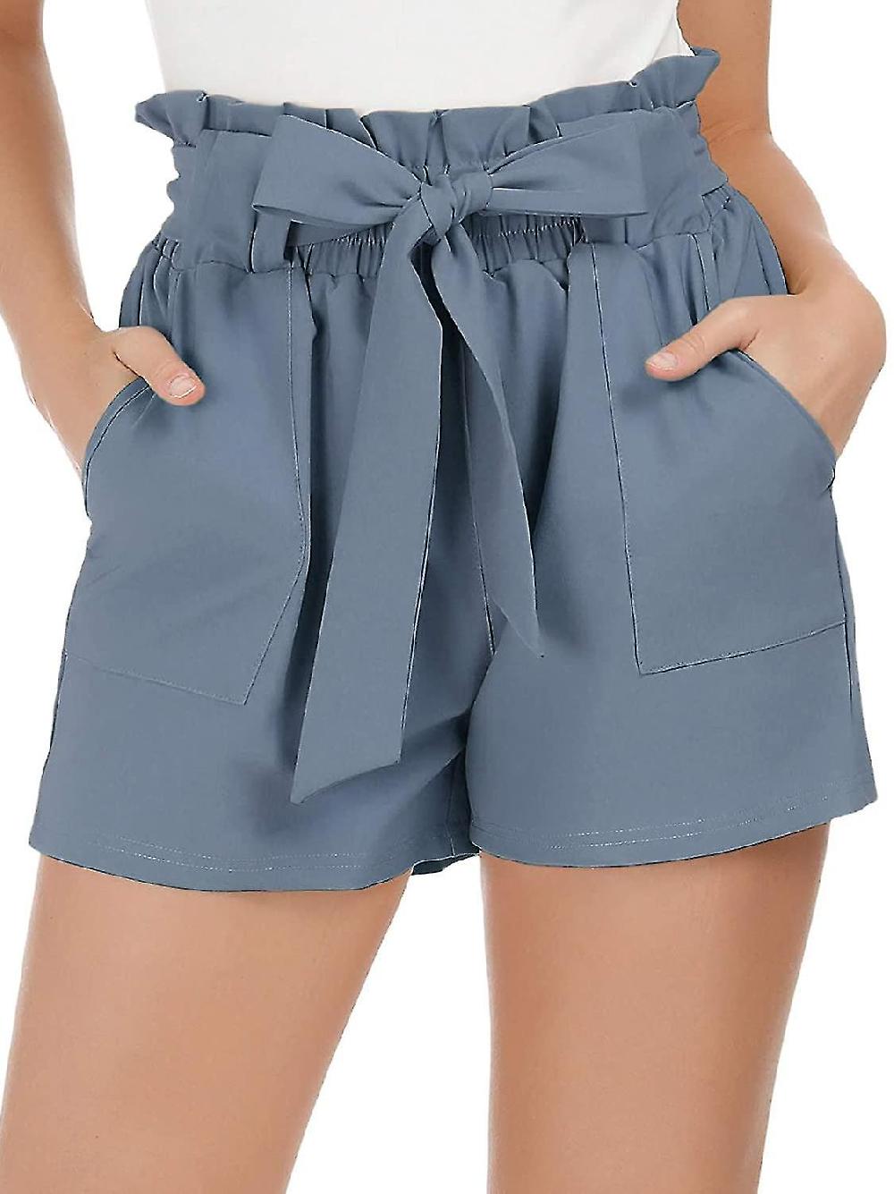 Women's Bowknot Tie Waist Shorts Wide Leg Loose Casual Summer Beach Shorts With Pockets
