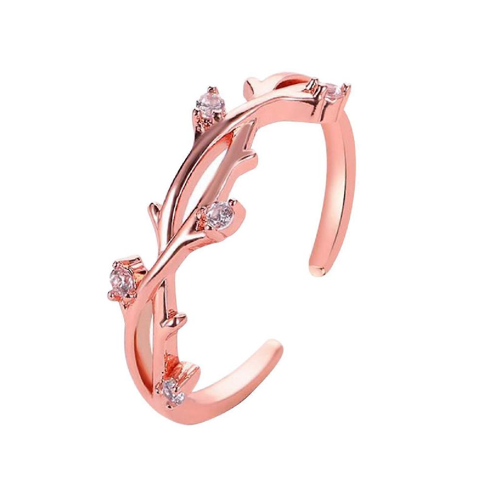 Women's Diamond-studded Branch Opening Creative Cross Rattan Adjustable Ring