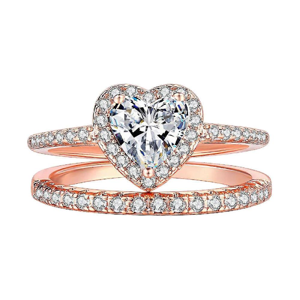 Women's Fashion Diamond Ring Couple Jewelry 1 Pair Rings Set Size 8