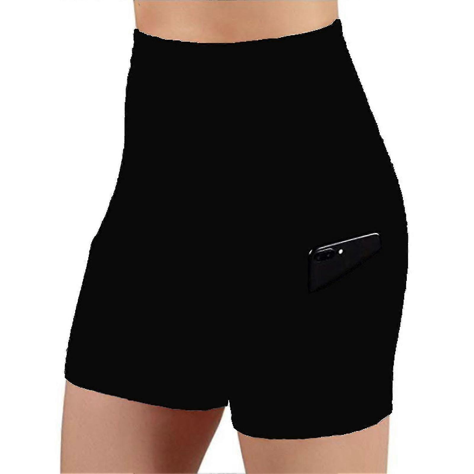 Women's High Waisted Bike Shorts With 2 Side Pockets Workout Running Shorts For Exercise Fitness