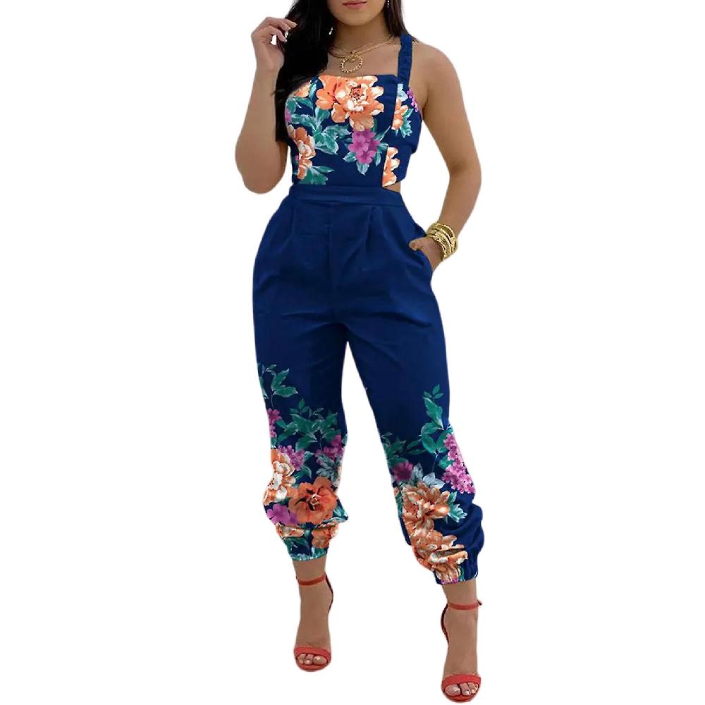 Women's Loose Sleeveless Jumpsuits Temperament Jumpsuits With Pocket Suitable For Going Beach Side Wear