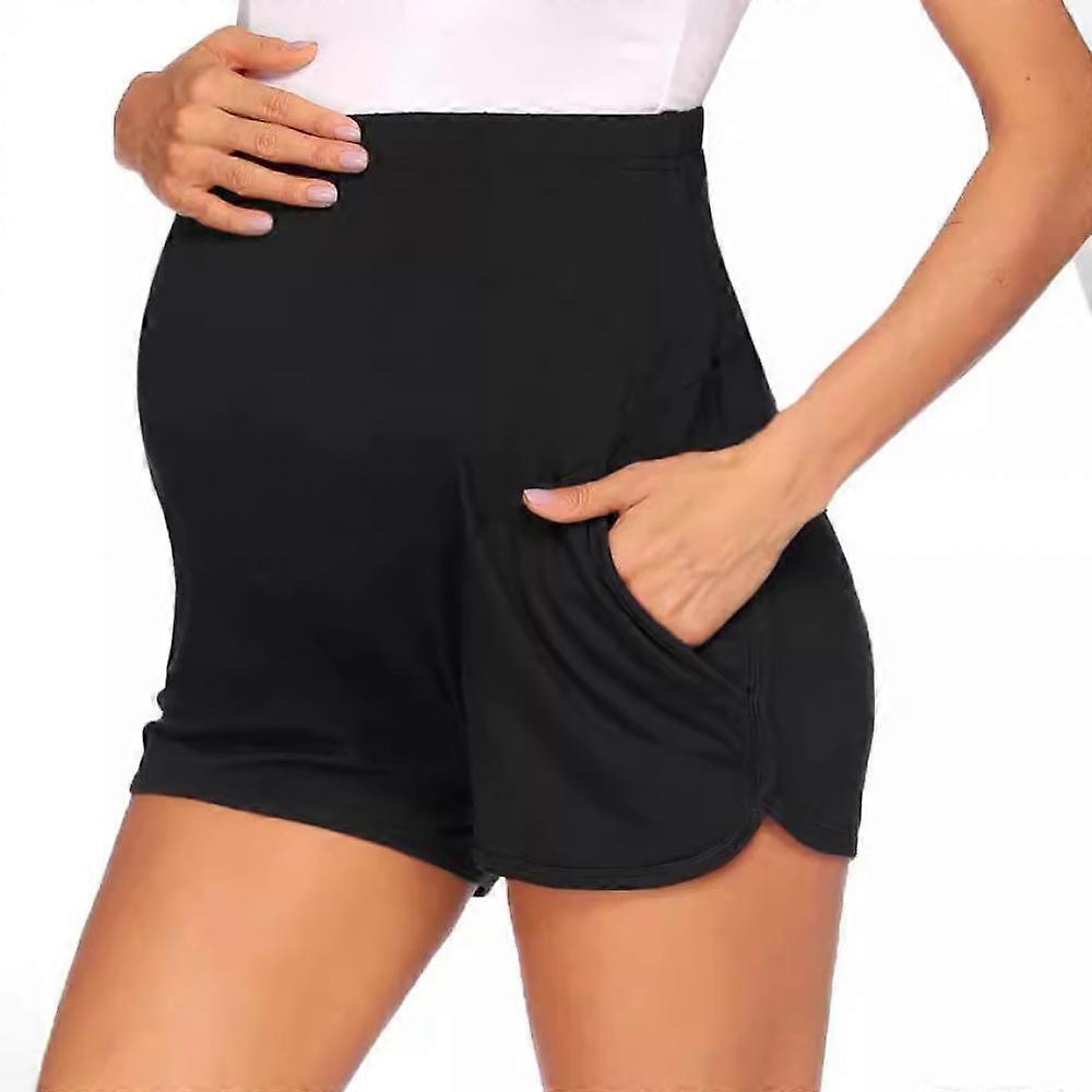 Women's Maternity Shorts Over The Belly Cotton Casual Pregnancy Workout Sleep Shorts With Pocket