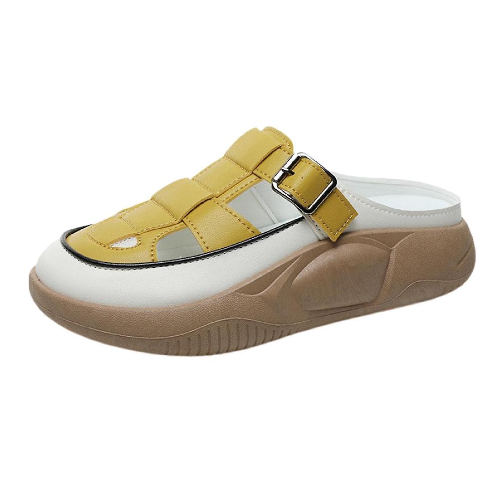 Women's Slide Sandals Comfortable Flat Shoes 5cm Thick Sole Nonslip Slippers Yellow 39