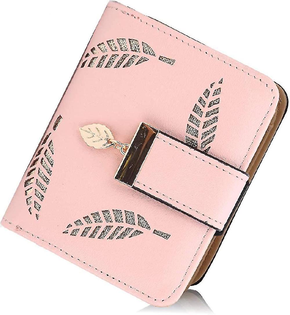 Women's Small Foldable Leather Coin Purse With Cash Id Credit Card Holder Zipper Coin Purse Money Bags With Zipper Gifts For Women Girl Pink