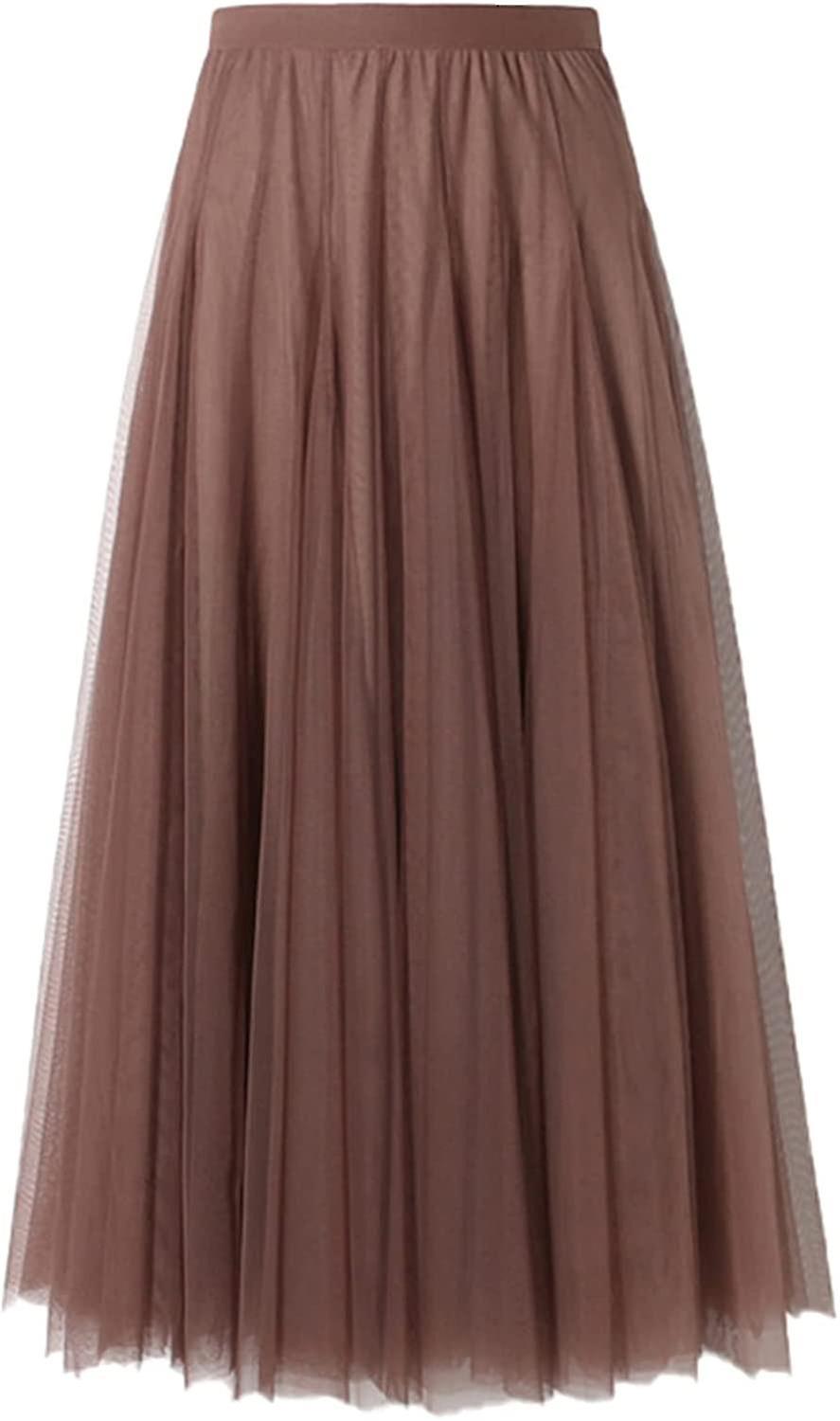 Women's Tutu Tulle A-line Layered Mesh Midi Skirt
