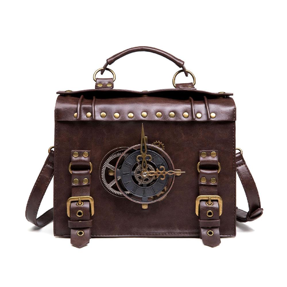 Women's Work Bag Retro Vintage Steampunk Style Handbags for Women PU Leather Messenger Shoulder Crossbody Bag 2023