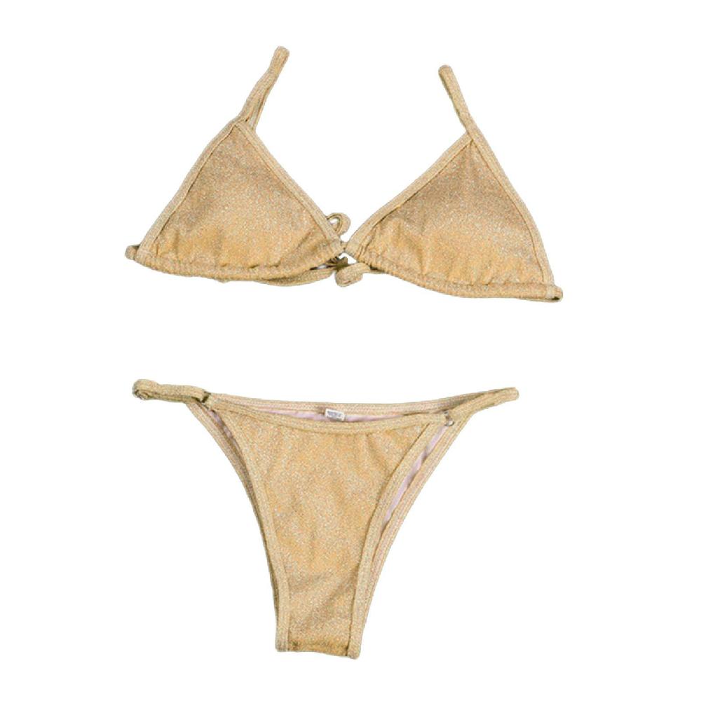 Women Sexy Swimsuit Push Up Bras Bikini Set Bathing Suit Beachwear Swimwear Golden M