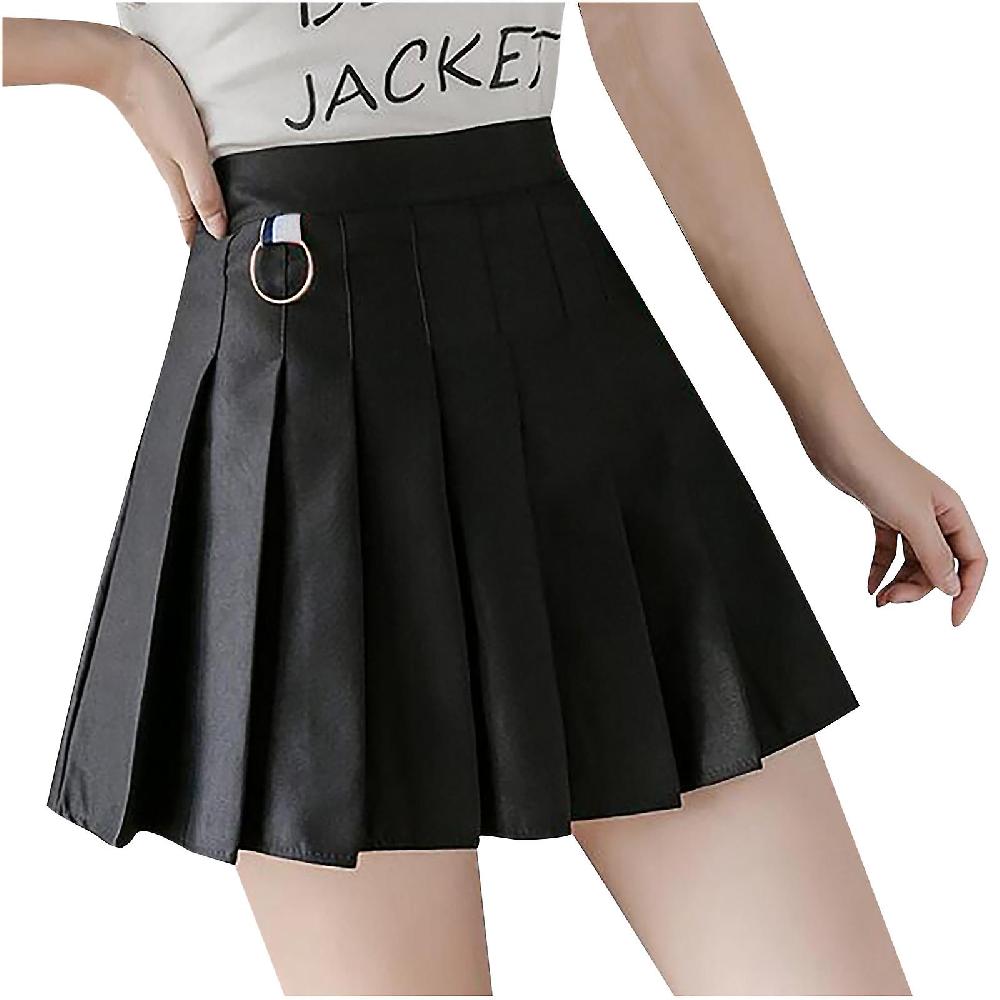 Women Skirt Women'S Solid Color A-Line High Waist Culottes Short Skirt Pleated Skirt
