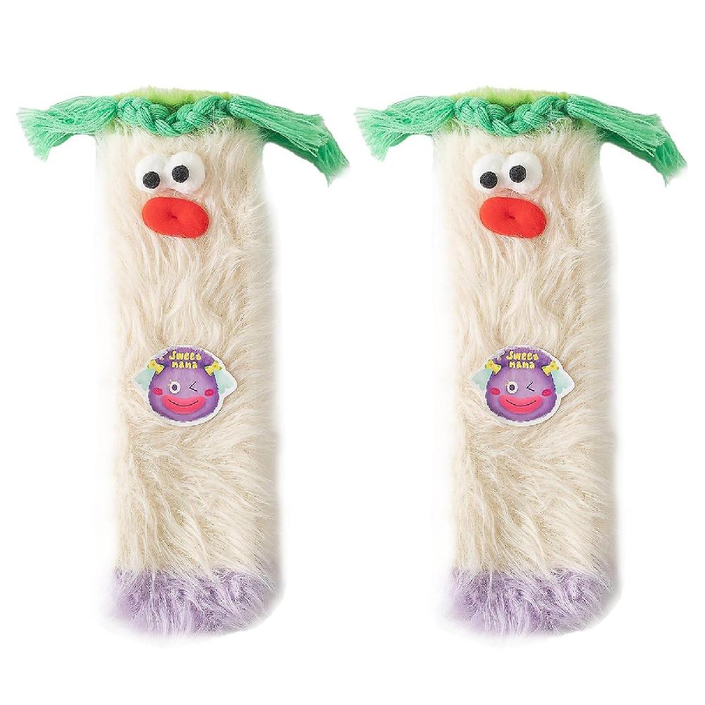 Women Socks Fluffy Cartoon Monster Socks Coral Velvet 3D Plush Quirky Socks Winter Warm Fuzzy Cozy Socks Christmas Gifts Slippers Socks(white)