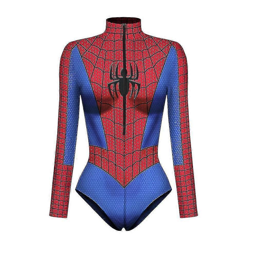 Women Spiderman Skeleton Bone Frame Leotard Bodysuit Halloween Party Fancy Dress Cosplay Costume