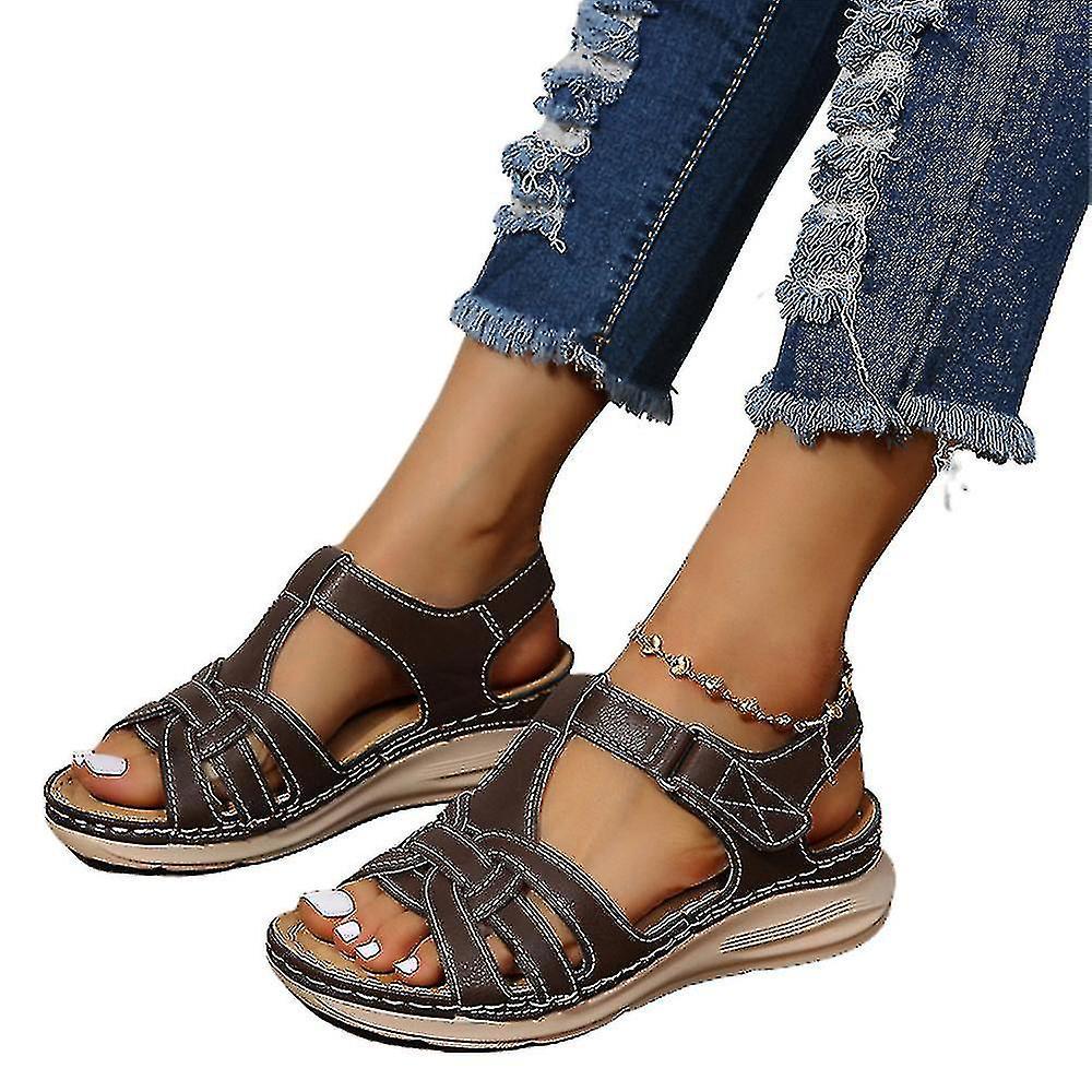 Women Summer Wedge Sandals Comfy Breathable Hollow Open Toe Shoes Size