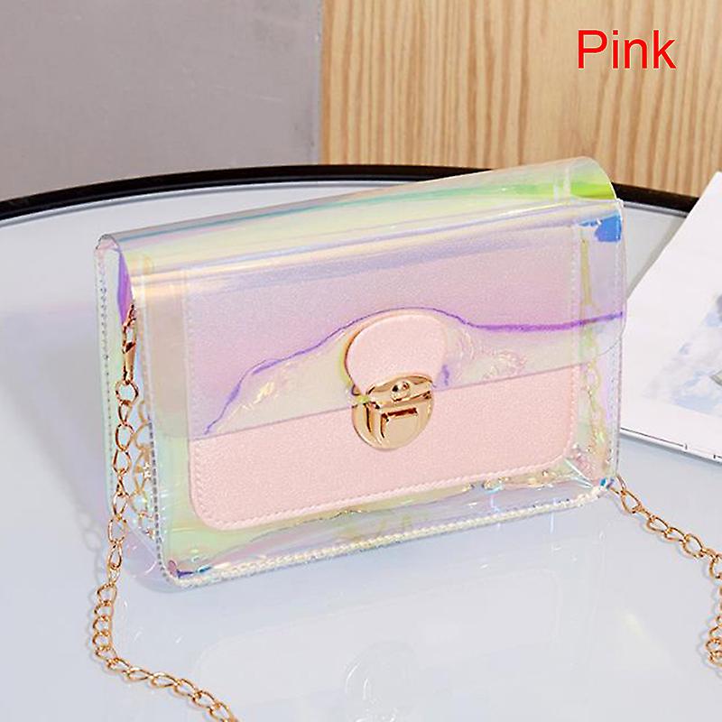 Women Transparent Pvc Clear Jelly Clutch Bag Purse Tote Casual Shoulder Handbag