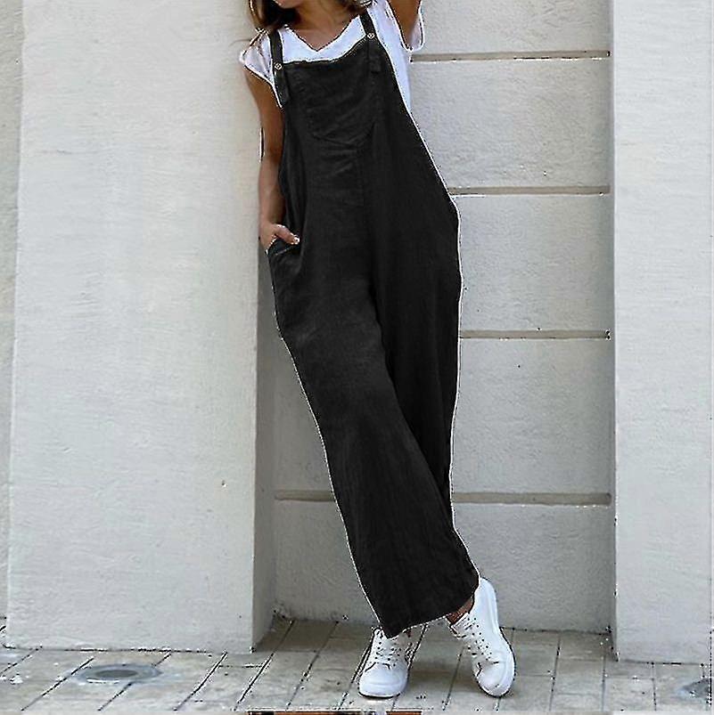Womens Autumn Dungarees Black Green Gray Jumpsuit Ladies Overalls Loose Playsuit Wide Leg Pants Trousers Cami Top