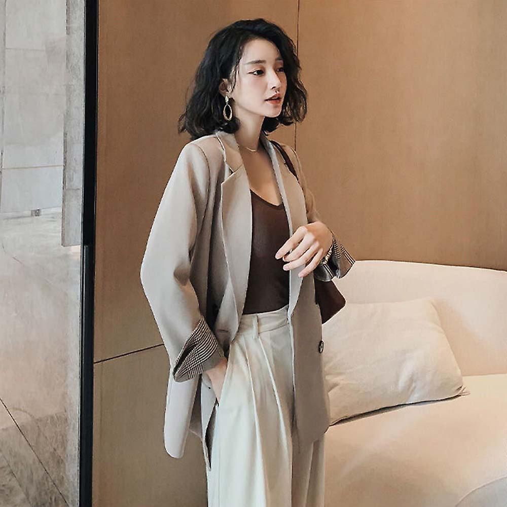 Womens Long Sleeve Solid Color Lapel Coat Ladies Business Suit Cardigan Jacket Blazer