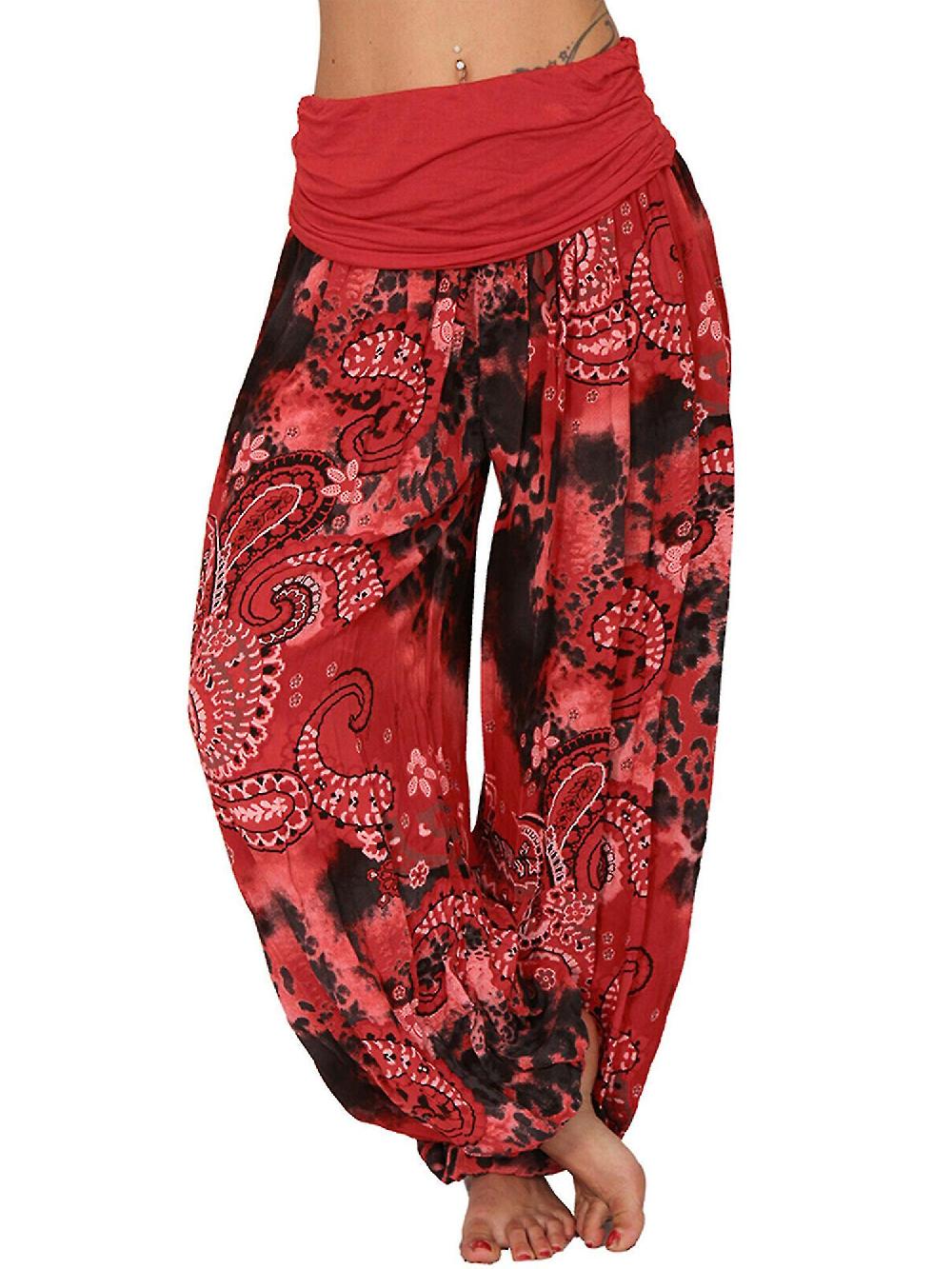 Womens Plus Size Boho Baggy Harem Pants Indian Aladdin Hippy Gypsy Yoga Pantaloni