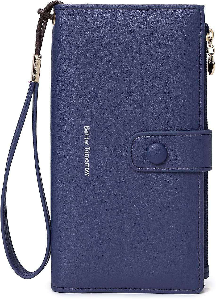 Womens Rfid Blocking Wallet Touch Screen Pu Leather Bifold Multi Card Holder Zipper Pocket Purse