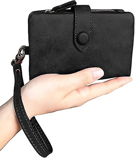 Womens Small Bifold Leather Wallets Rfid Ladies Wristlet With Card Slots Id Window Zipper Coin Purs