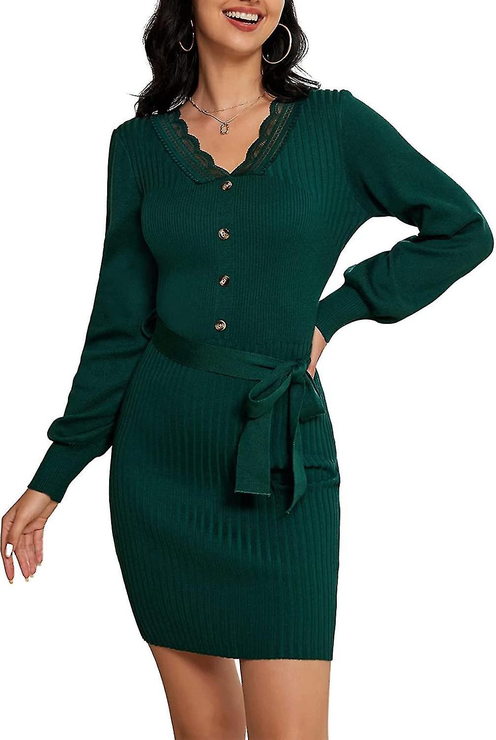 Womens Sweater Dress Turtle Neck Cable Knit Sweater Dress Jumpers S-2xl
