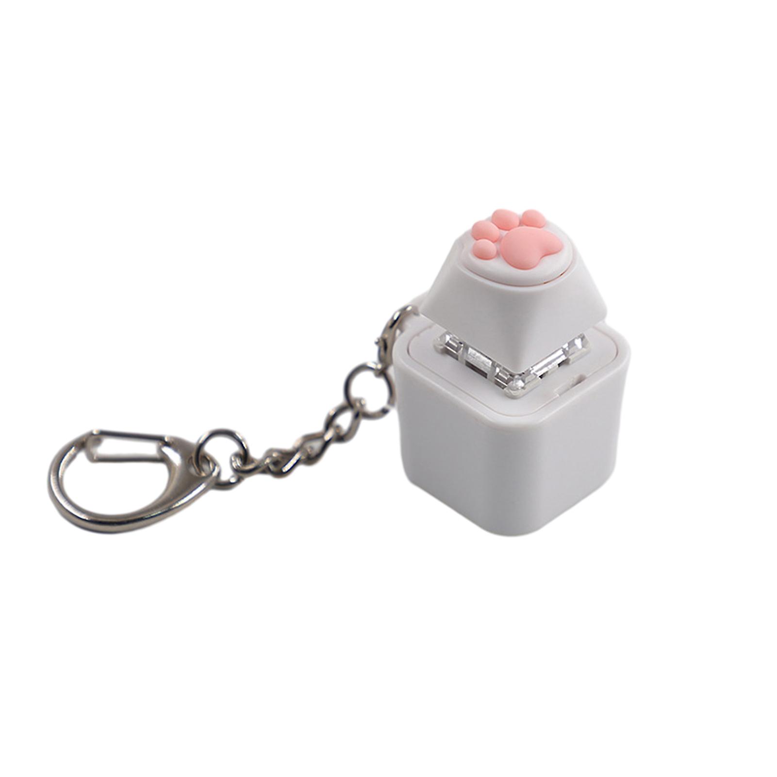 Wooden Fish Keycap Toy with Hanging Buckle RGB Light Up Pink Silicone Butt Cat Paw Decompression Keychain Pendant Kids Adults Gift