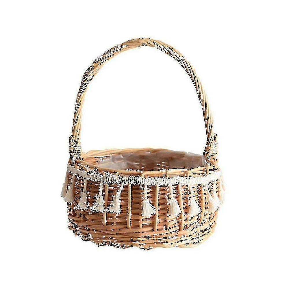 Woven Storage Basket And Ribbon Wedding Flower Baskets Wicker Rattan Garden Decor
