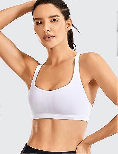 Xianrenge Padded Strappy Sports Bras For Women Workout Clothes Active Wear Yoga Bra Tops White