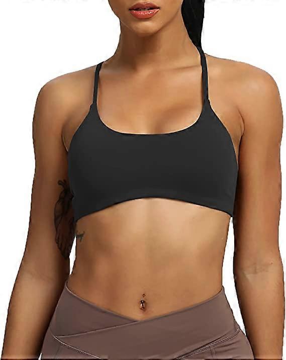 Xianrenge Women's Workout Sports Bras Fitness Backless Padded Ivy Low Impact Bra Yoga Crop Tank Top Black