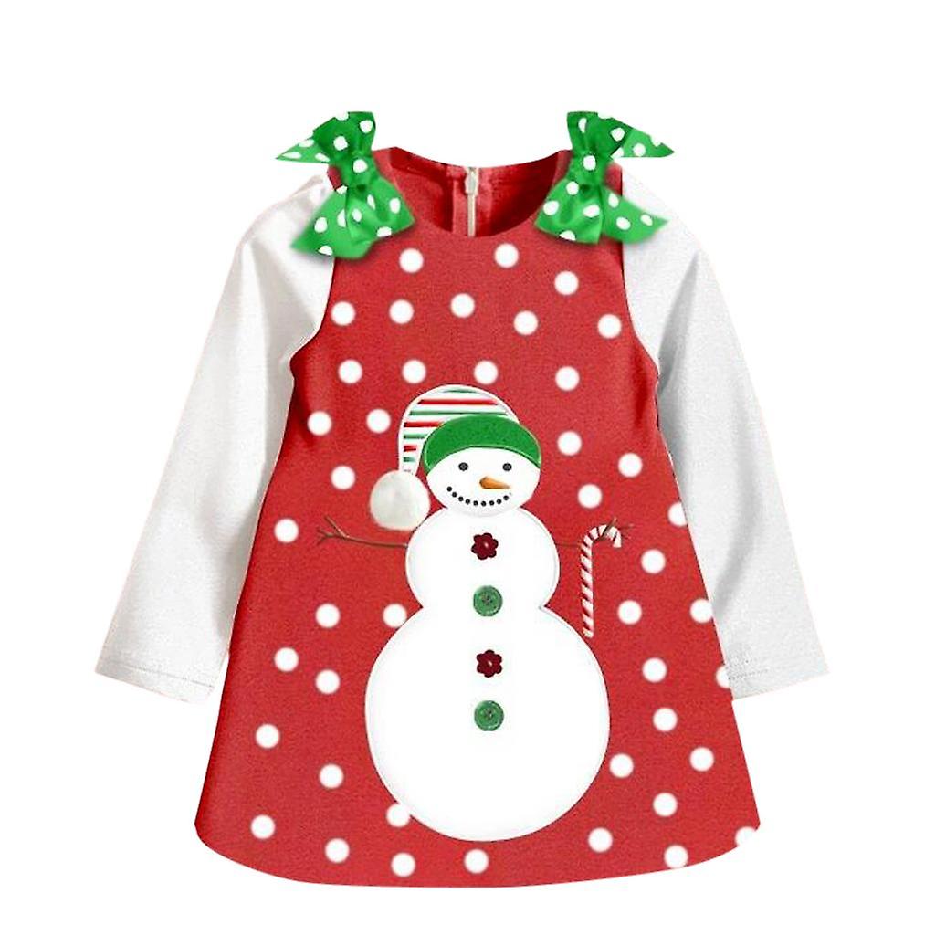 Xmas Baby Girls Clothing Christmas Party Santa Long Sleeves Tutu Dress 100cm