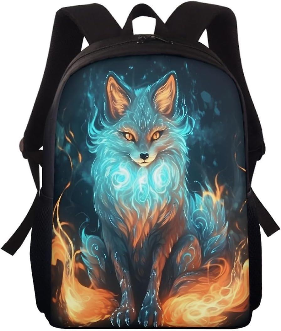 YJG POJHH10953D Animal Printed Book Bags Zaini per Ragazzo Uomo Bianco Volle Daypack Borsa a Tracolla per la Scuola Media Elementare Orange Fox-Cool Totem Fox