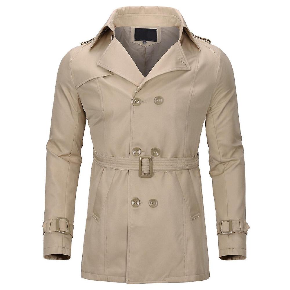 Youthup Mens Belted Windbreaker Slim Fit Trench Coat