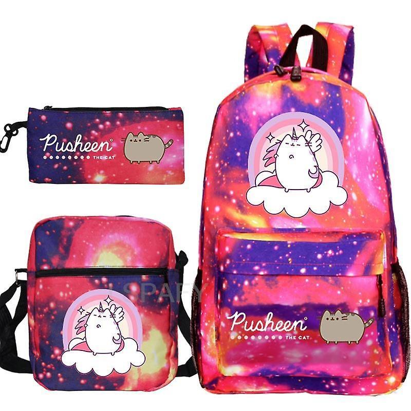 Zaini per gatti grassi Kawaii Pusheen Print 3pcs / set Ragazzi Ragazze Back To School Regalo Bambini Bagpack Borse da viaggio