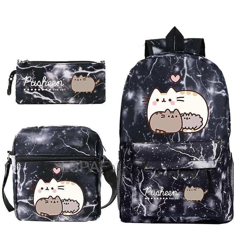 Zaini per gatti grassi Kawaii Pusheen Print 3pcs / set Ragazzi Ragazze Back To School Regalo Bambini Bagpack Borse da viaggio