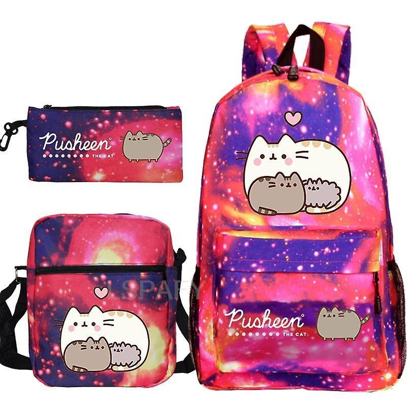 Zaini per gatti grassi Kawaii Pusheen Print 3pcs / set Ragazzi Ragazze Back To School Regalo Bambini Bagpack Borse da viaggio