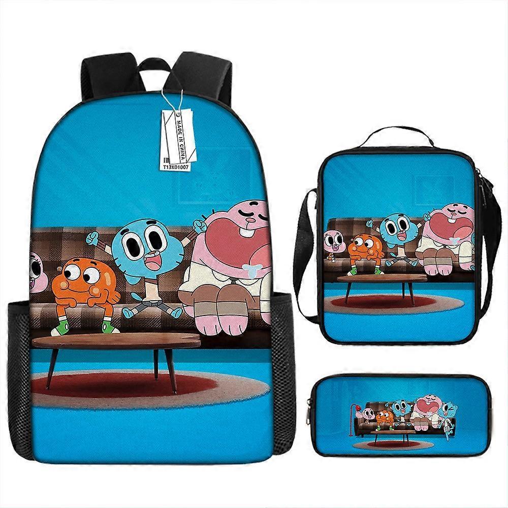 Zaino Dei Cartoni Animati Il Meraviglioso Mondo Di Gumball Studenti Della Scuola Primaria Zainetto Di Grande Capacità Set Da Tre Pezzi 13 -HGDMV