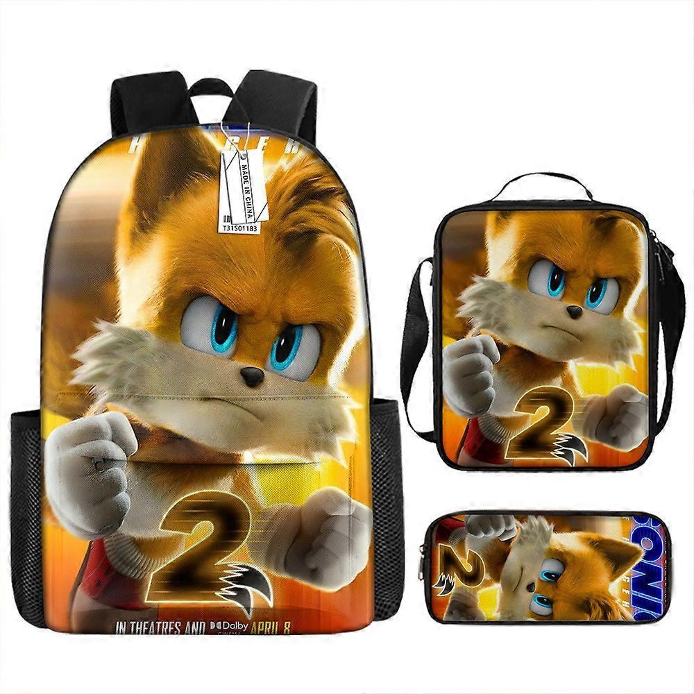 Zaino per bambini Cartoon Sonic per studenti delle scuole primarie e secondarie con grande capacità e zaini per il tempo libero Set di tre pezzi 7 -HGDMV