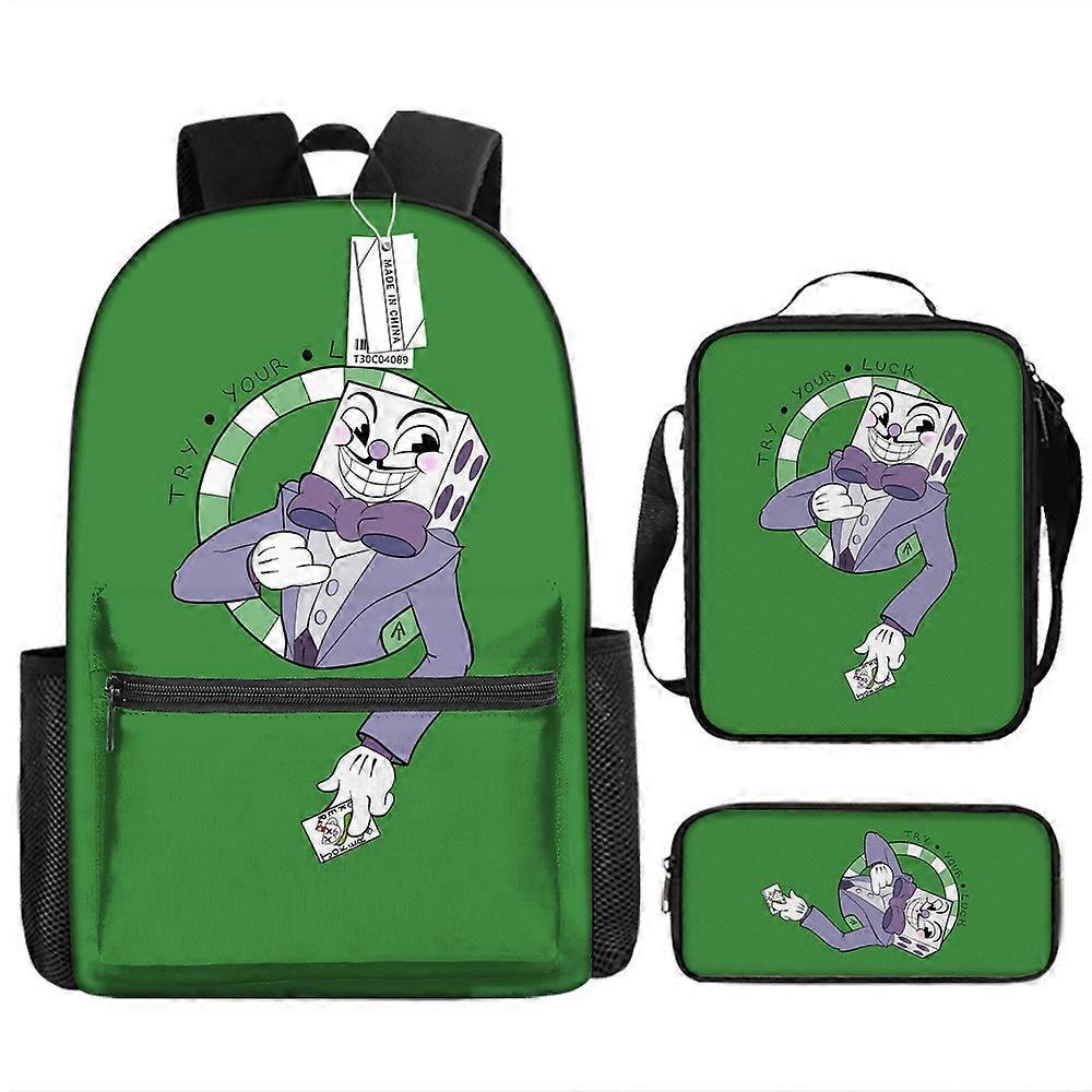 Zaino stampato per bambini Cuphead per studenti delle scuole primarie con zaino casual di grande capacità e borsa a tracolla Set di tre pezzi 33 -HGDMV