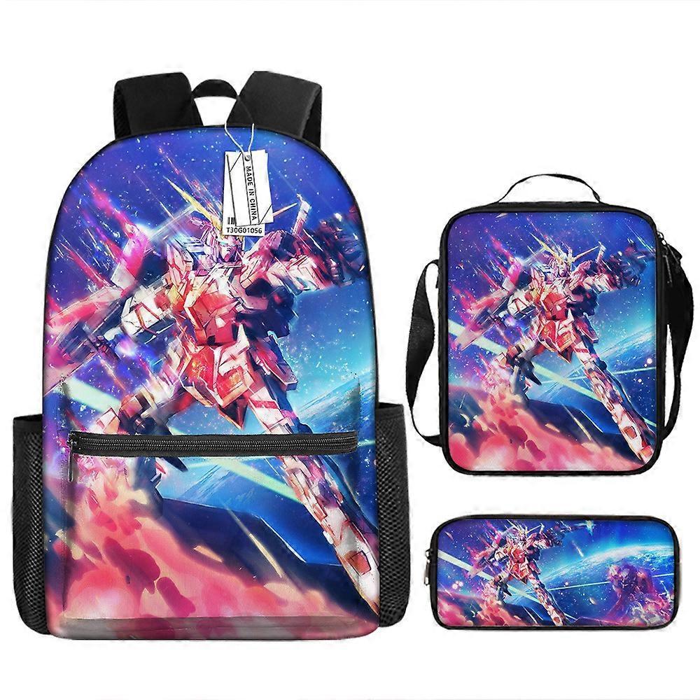 Zaino Stampato Per Bambini Gundam Per Studenti Delle Scuole Primarie E Secondarie Con Borsa Per Il Tempo Libero Di Grande Capacità E Borsa A Tracolla Set Di Tre Pezzi 35