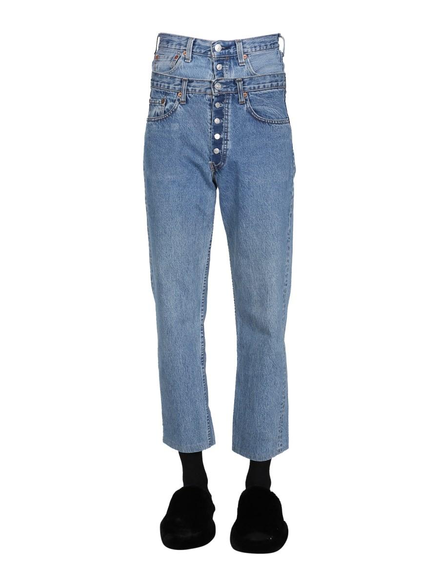 1/OFF JEANS DOUBLE WAIST IN DENIM DI COTONE